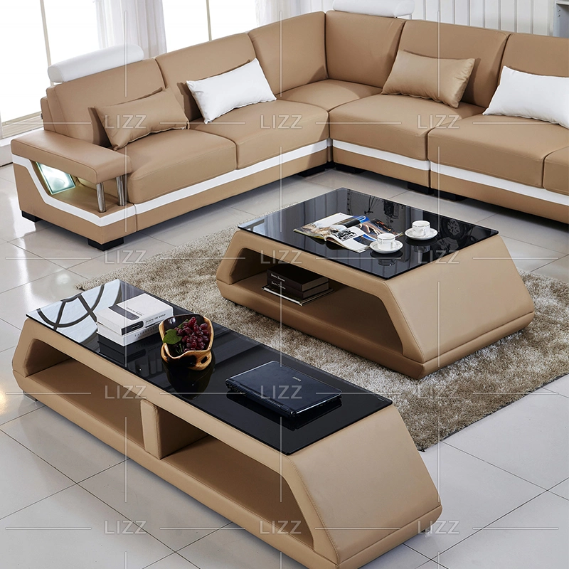 Modern Living Room Furniture Leather Recliner Sofa with LED Lights
