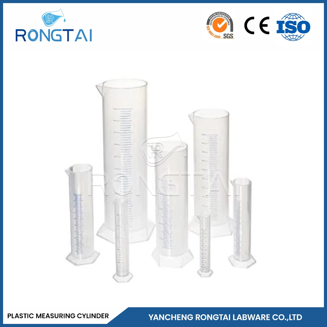 Rongtai Lab Measuring Cylinder Manufacturers PP Material Plastic Measuring Cylinder China Measuring Cylinder in Chemistry Lab