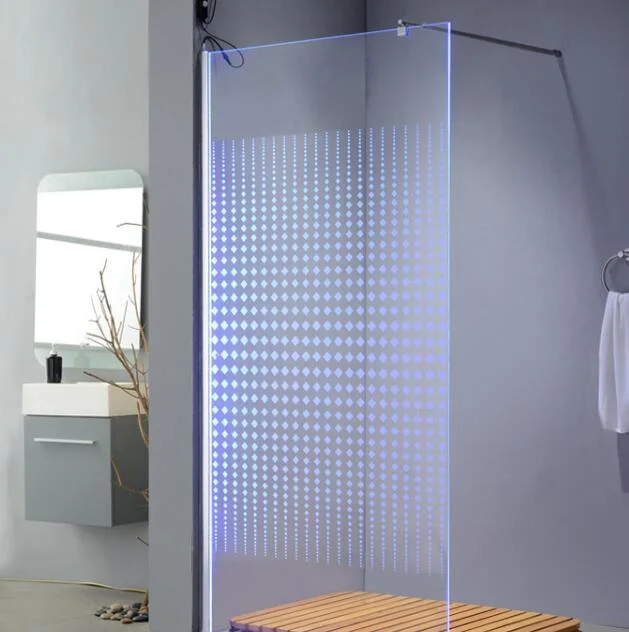 LED Modern Design Walk in Simple Shower Room Enclosure with Black Aluminium Frame and En12150 Certified Nano Self Cleaning Tempered Glass with Good Price China