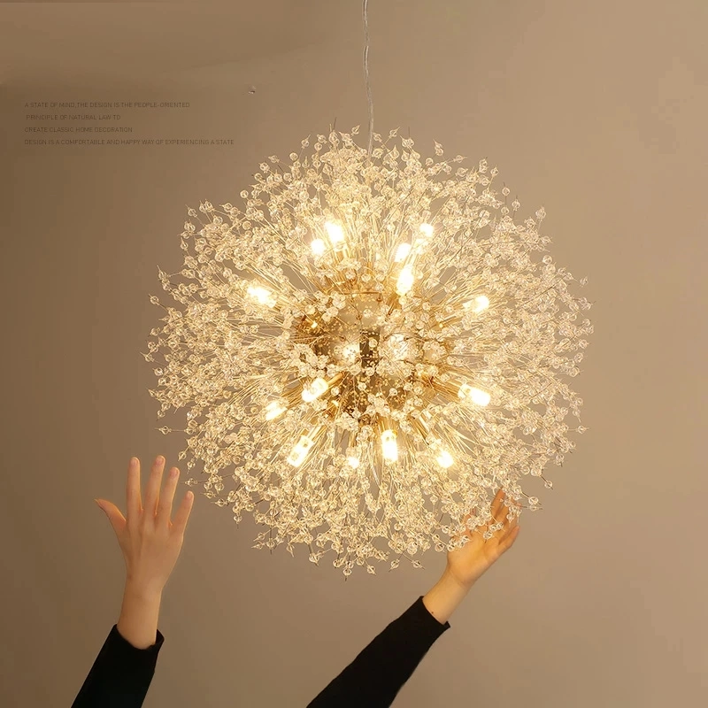 Dandelion lustre de cristal moderno fagulha de iluminação LED Lâmpada Pendente Bola Travando Restaurante Quarto Luminária de Suspensão