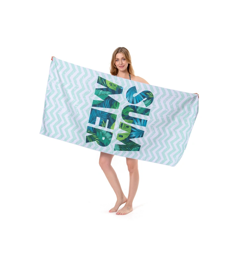 Custom Logo RPET Quick Dry Sand Free Microfibre Beach Towel with Sublimation Printing