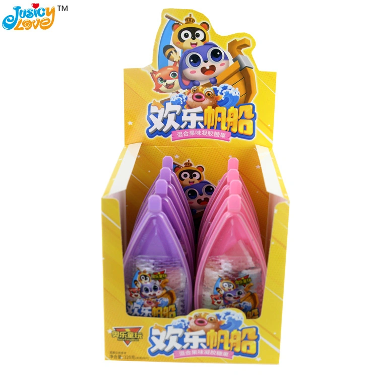 Wholesale/Supplier Colorful Sailing Boat Shape Toy Car with Fruit Flavor Roll Soft Candy