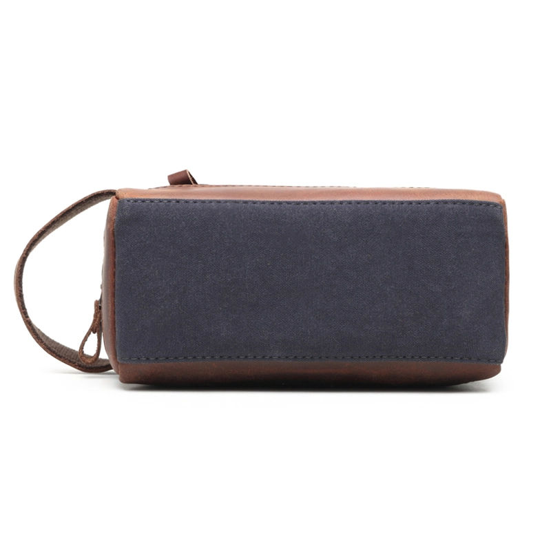 Wholesale/Supplier Organic Cotton Canvas Mens Makeup Bag Leather Cosmetic Handbag (RSF2057)