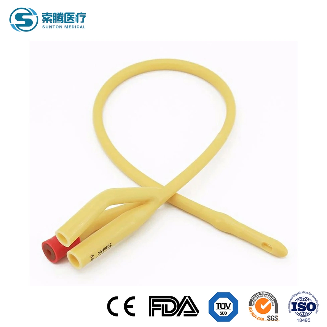 Sunton China Disposable Sterile 100% Latex Foley Urine Catheter with 100% Silicon Coated Manufacturers OEM Customized Medical Latex Urinary Suction Catheter