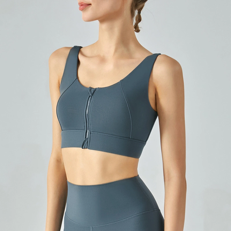 High quality/High cost performance Nylon Fabric Zipper Bra Yoga Fitness Vest Shockproof High-Intensity Sports Underwear