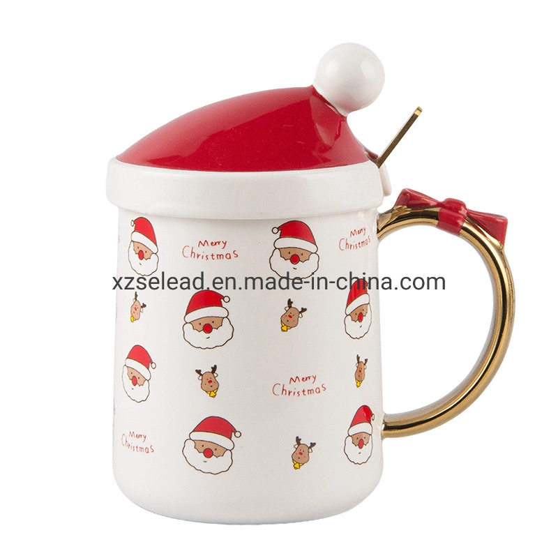 Kreative Weihnachten Kaffee Tasse Custom Druck Becher Weihnachten Schneemann Geformt Keramik-Kaffeetasse mit Griff für Kinder Weihnachten