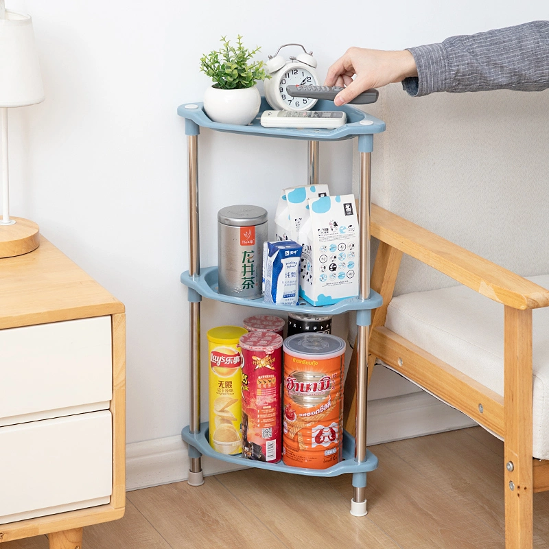 3 Tier Plastic Storage Rack with Stainless Holder Shelves for Kitchen Bathroom Bedroom