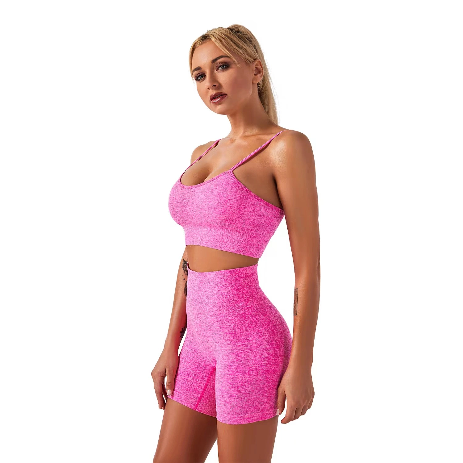 Hot Selling Solid ins Style Fitness Wear BH und Hosen Nahtloser Yogaanzug