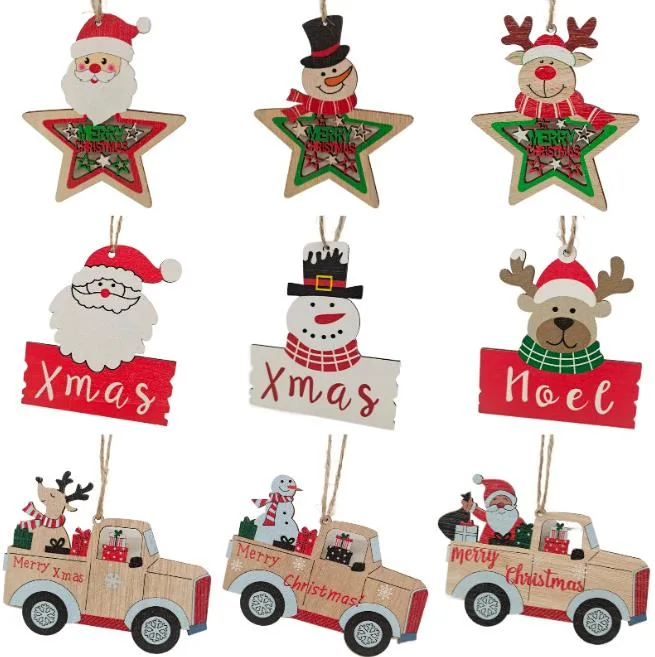 Christmas Gifts Wooden Ornaments DIY Xmas Home Decorations Wooden Crafts Merry Christmas