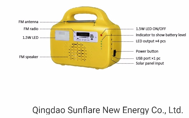 Fonction USB Batterie Solaire Système d'accueil MP3 radio FM de frais de téléphone (SF-1210P)