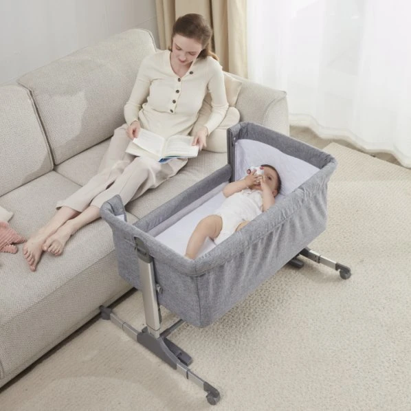 Baby Easy Folding Bedside Sleeper Crib with Storage Basket