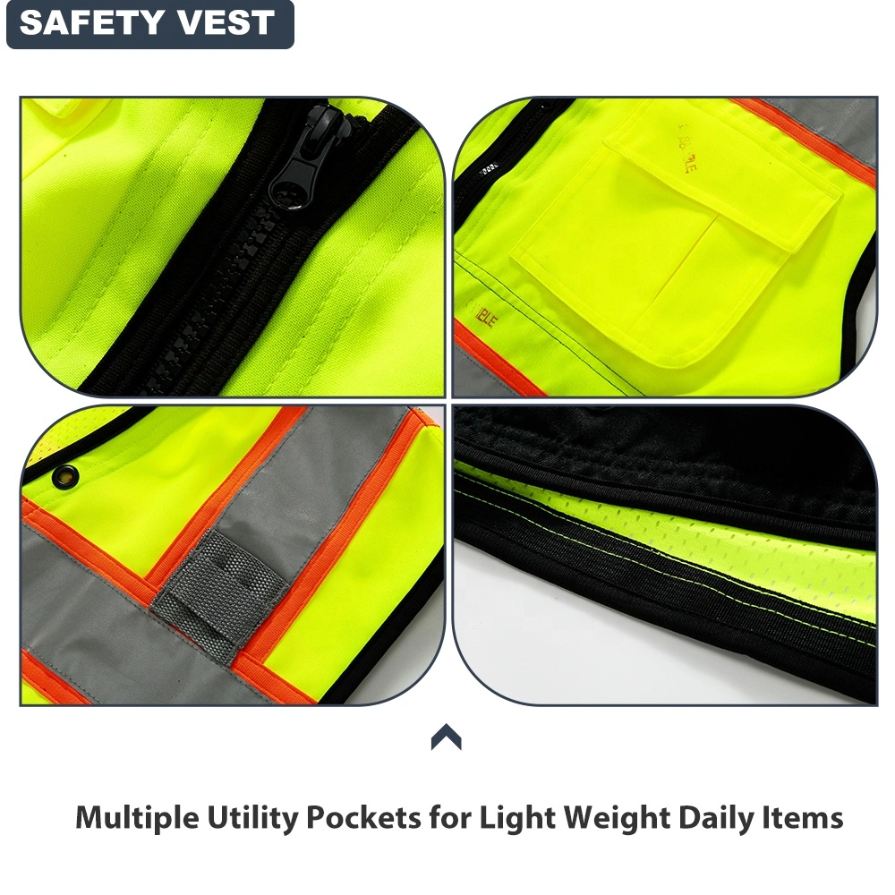 Safety Class 2 Surveyors Yellow Hi Vis Vest Reflective ANSI Two Tone Security Running Hi Vis Vest