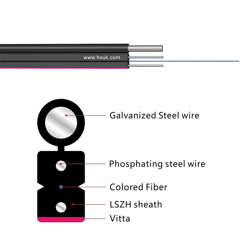 Fiber Optic Equipment Anatel Certified G657A 1 Core FTTH Drop Wire Single Mode Fiber Optical/Optic Fibra Optica Design Cable