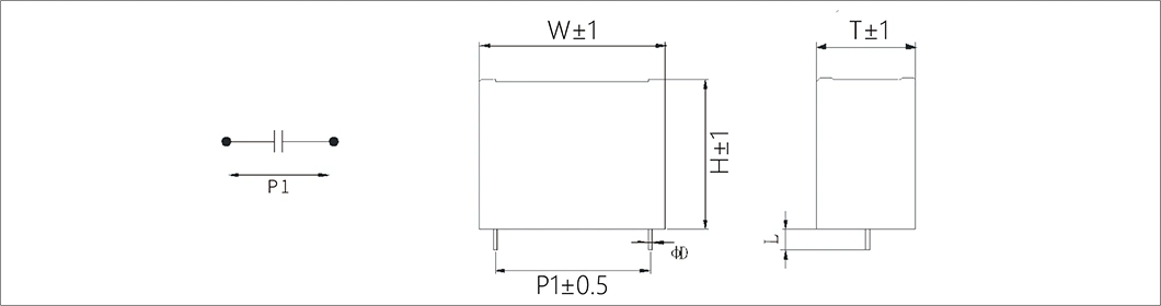Condensador de película de polipropileno metalizada com supressão de interferência de classe X1