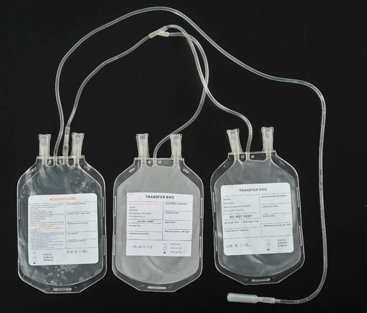 CE/ISO Medical Disposable Sterile Manufacturers Price PVC Cpda-1 Blood Collection Bag 100 Ml 250ml 450ml 500ml Medical Quadruple Triple Double Single Blood Bag