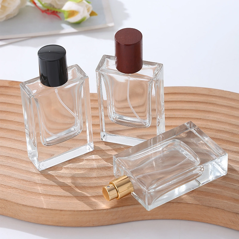 30ml couvercles en bois vide pompe verre pulvérisateur bouteille de parfum prête Stock