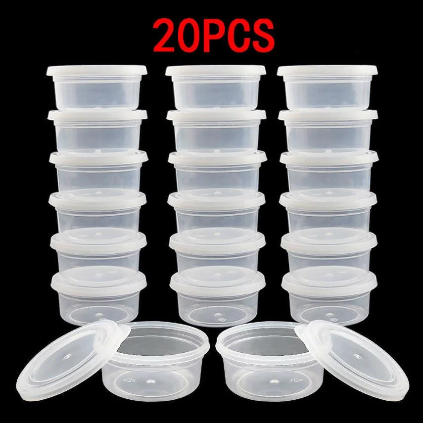 20 PC Slime Storage Container Box Clear Plastic Foam Ball Storage Cup with Lids Small Beads Ball Holder Case