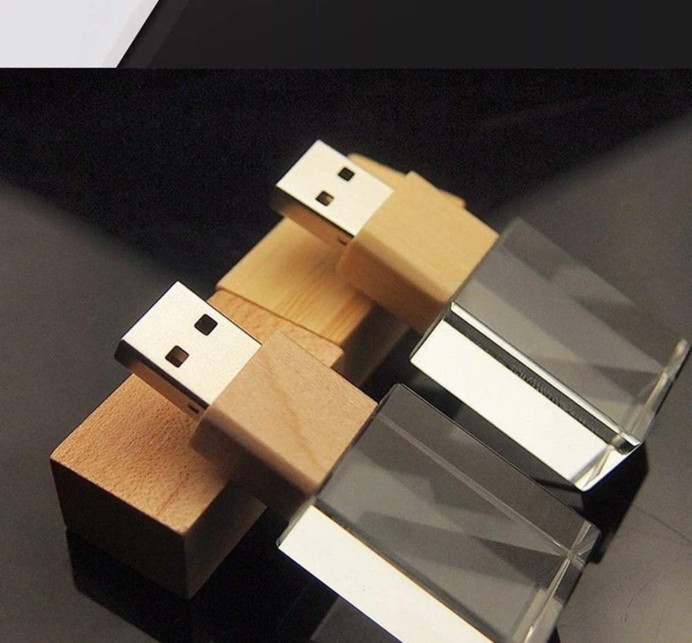 Personalisieren Sie USB-Flash-Laufwerk Transparentglas USB-Stick mit Beleuchtung LOGO 4GB 8GB 16GB 32GB 64GB 128GB OEM-SPEICHER