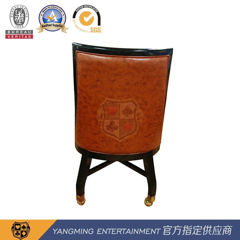 Metal Pulley Foot Simulation Leather Hotel Club Dining Chair Texas Poker Table Player Chair Ym-Dk07