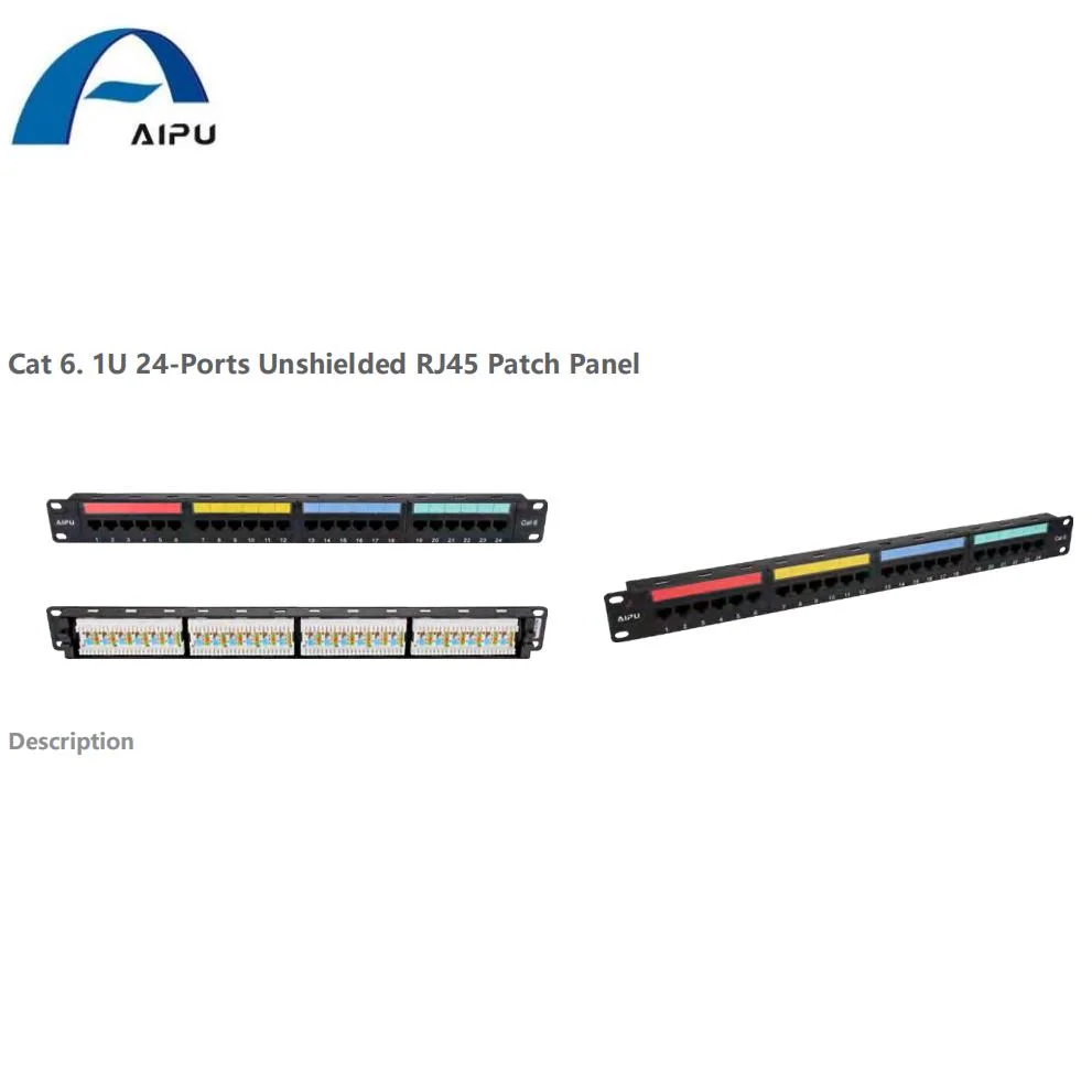 Panel de conexiones RJ45 sin blindaje de 6,1u 24 puertos de cat. De la AIPU