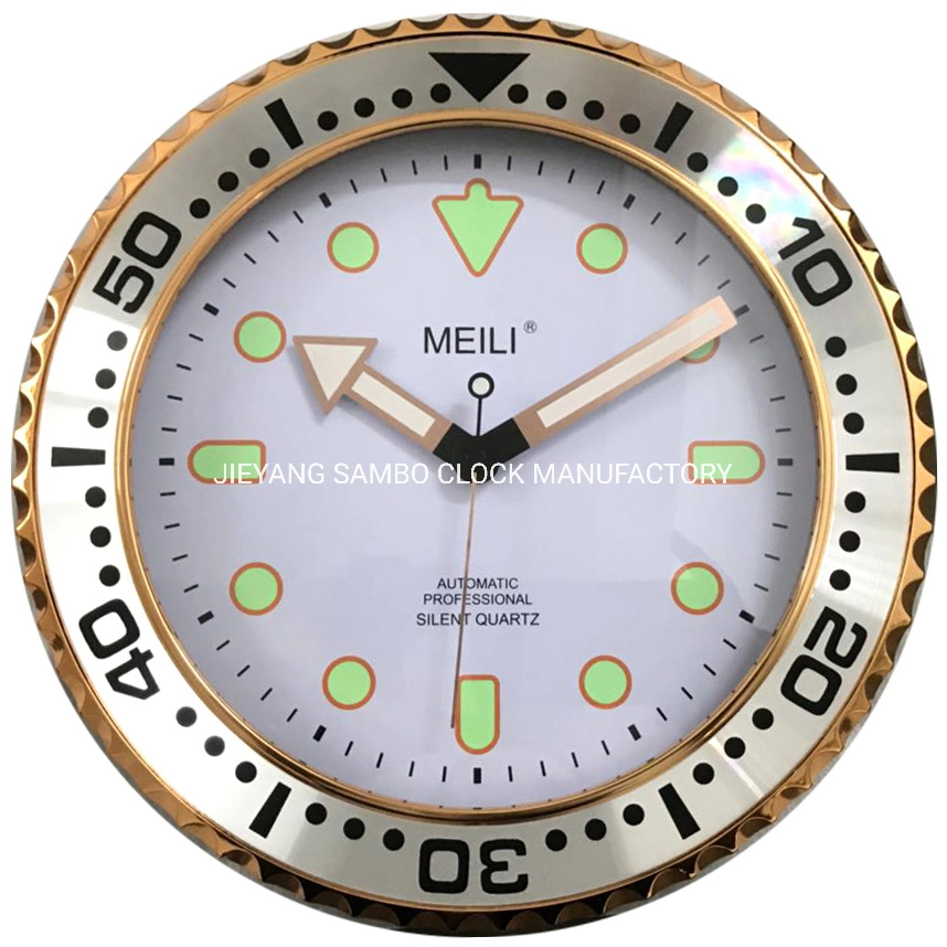 OEM de 30cm 12 pouces Meili décoration lumineuse noire analogique Quartz horloge en plastique