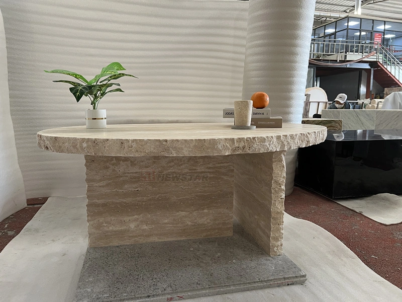 Good Quality Real Marble Decorative Coffee Tables Natural Travertine Side Table Indoor Living Room Stone Furniture