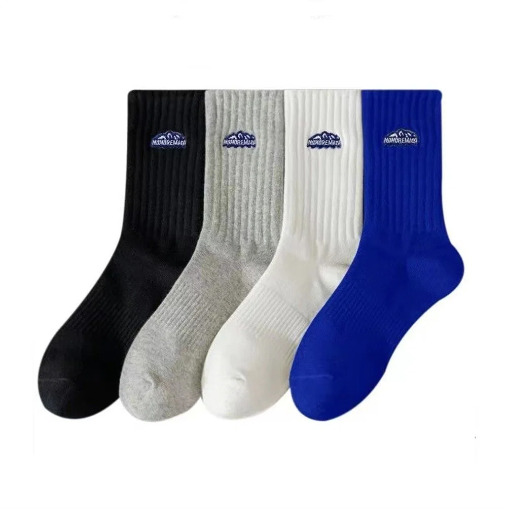 High Quality Crew Plain Knit Embroidery Logo Custom Embroidered Cotton Socks