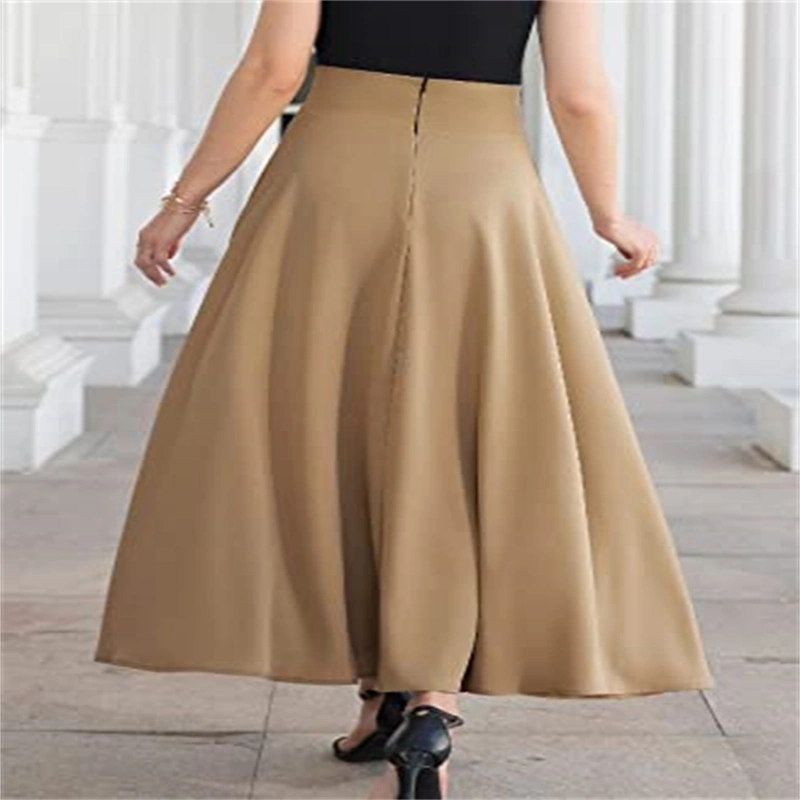 Womens Skirts High Waisted Tie Knot Front Pleated Swing Formal A Line Maxi Skirt with Zip Back