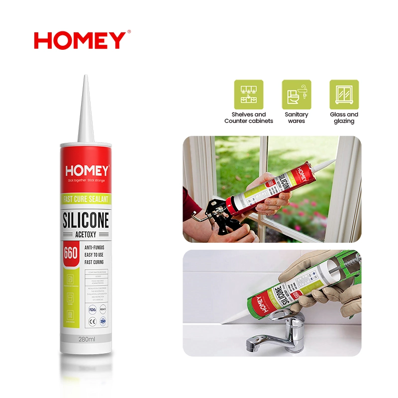 Homey Fast Cure Silicone Sealant for Kitchen & Bathroom Contruction Glass Glazed Ceramics