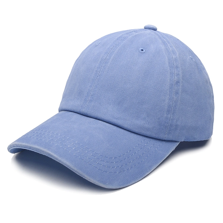 100% Cotton 6 Panel Unstructured Dad Hat Plain Distressed Baseball Cap