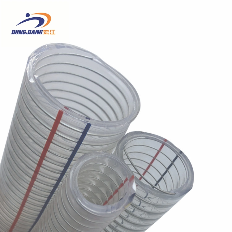 Flexible transparent PVC gaine en fil d'acier évacuation de l'eau PVC Tuyau flexible à ressort renforcé de fil d'acier PVC