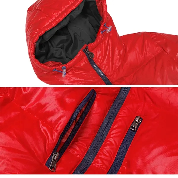 Outdoor Multi Zipper Decoration Red Winter Down Jacket