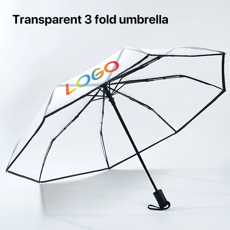 Three-Fold Transparent Umbrella Student Folding Umbrella