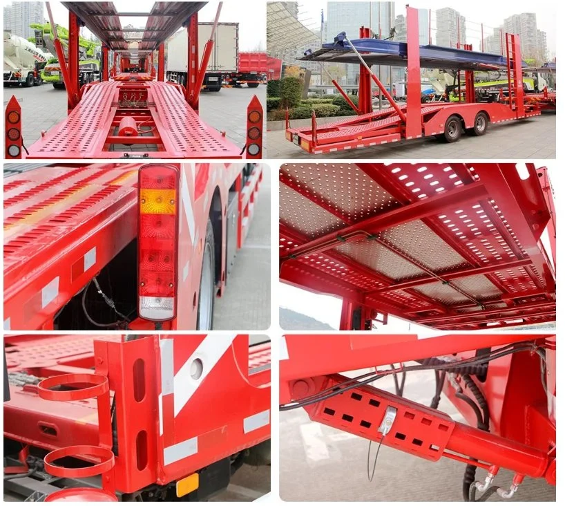 2 3 Axles Heavy Duty Double Deck Transport SUV Skeleton Frames Flatbed Self Dump Tipping Car Vehicle Hauler Carrier Truck Semi Trailer Price for Sale
