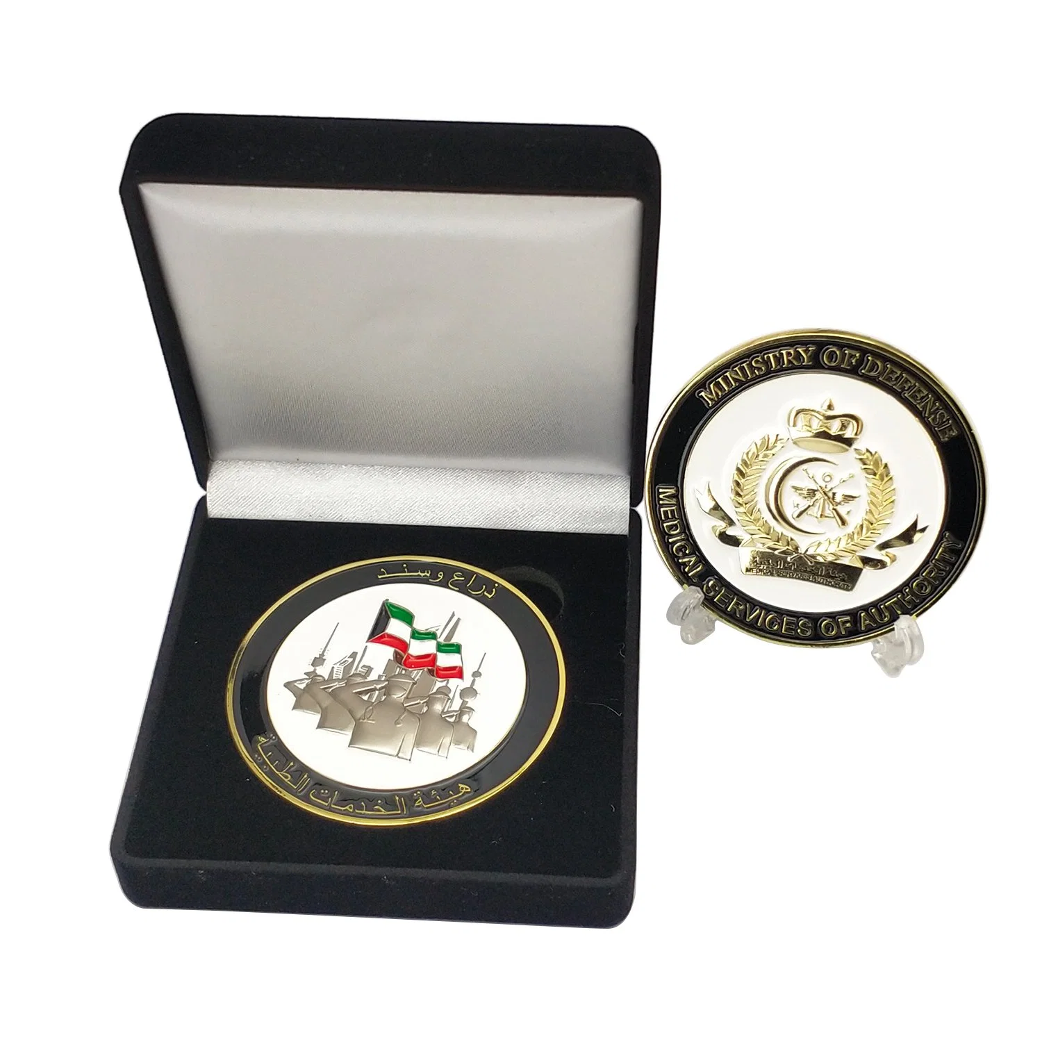 Factory Custom Federal Government Souvenir Challenge Coins Soft Enamel Metal Gold Coins Military Flag Logo Badge with Gift Box