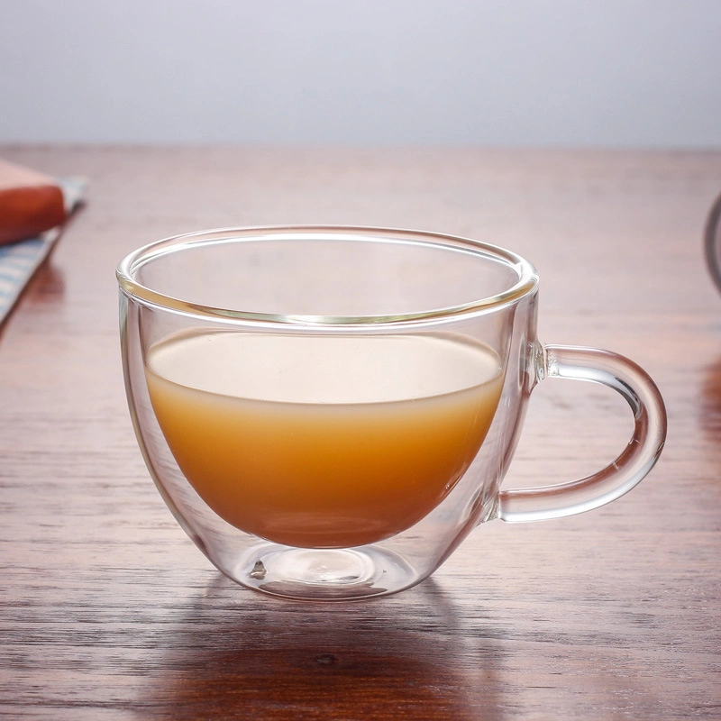 Handmade élégant résistant à la chaleur de couleur tasse de café tasse en verre double paroi