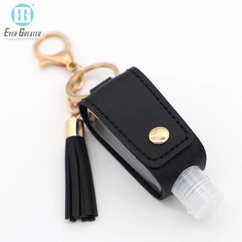 Custom High quality/High cost performance  Luxury Leather Hand Sanitizer Keychain