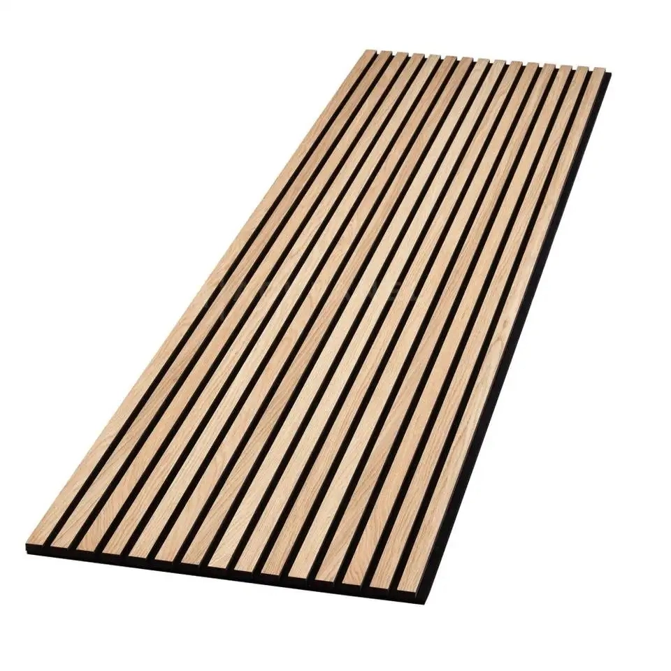 Modern Acoustic Anti Sound Absorption Proofing Wooden Design Wood Slat Polyester Fiber Wall Panel