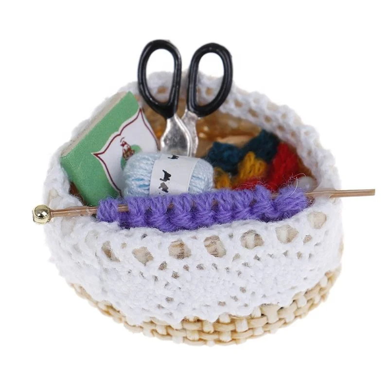 1:12 ferramenta de Knitting da lã Miniatura de Dollhouse para acessórios da decoração de Dollhouse