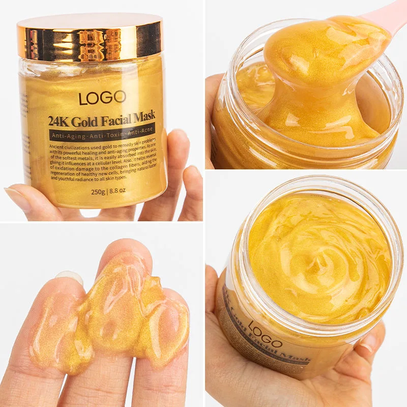 Las arrugas faciales hidratantes personalizada y el polvo de oro 24K de la máscara facial de colágeno