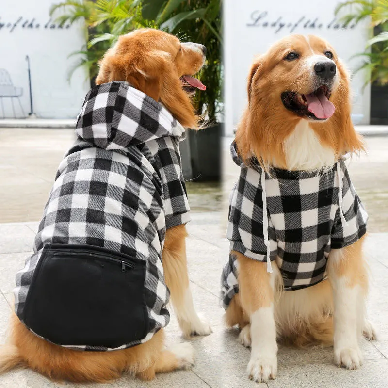 Wholesale Pet Products Custom Plaid Fleece Dog Hoodie Pet Clothing