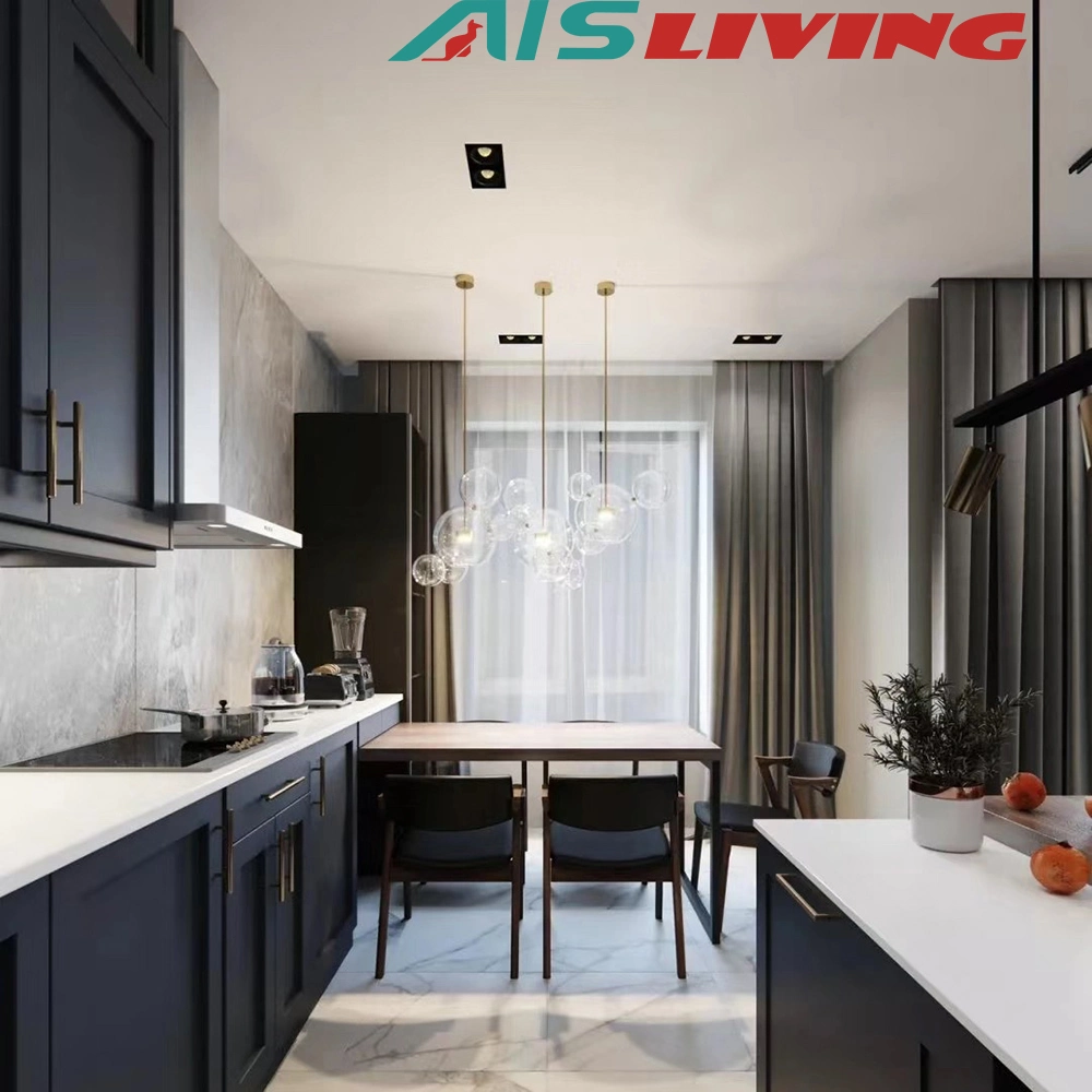 AIS Modern Luxury Designs Home Furniture Hot Sale Customized Modular Blue Shaker Kitchen Cabinets From Factory Directly Sample Customization