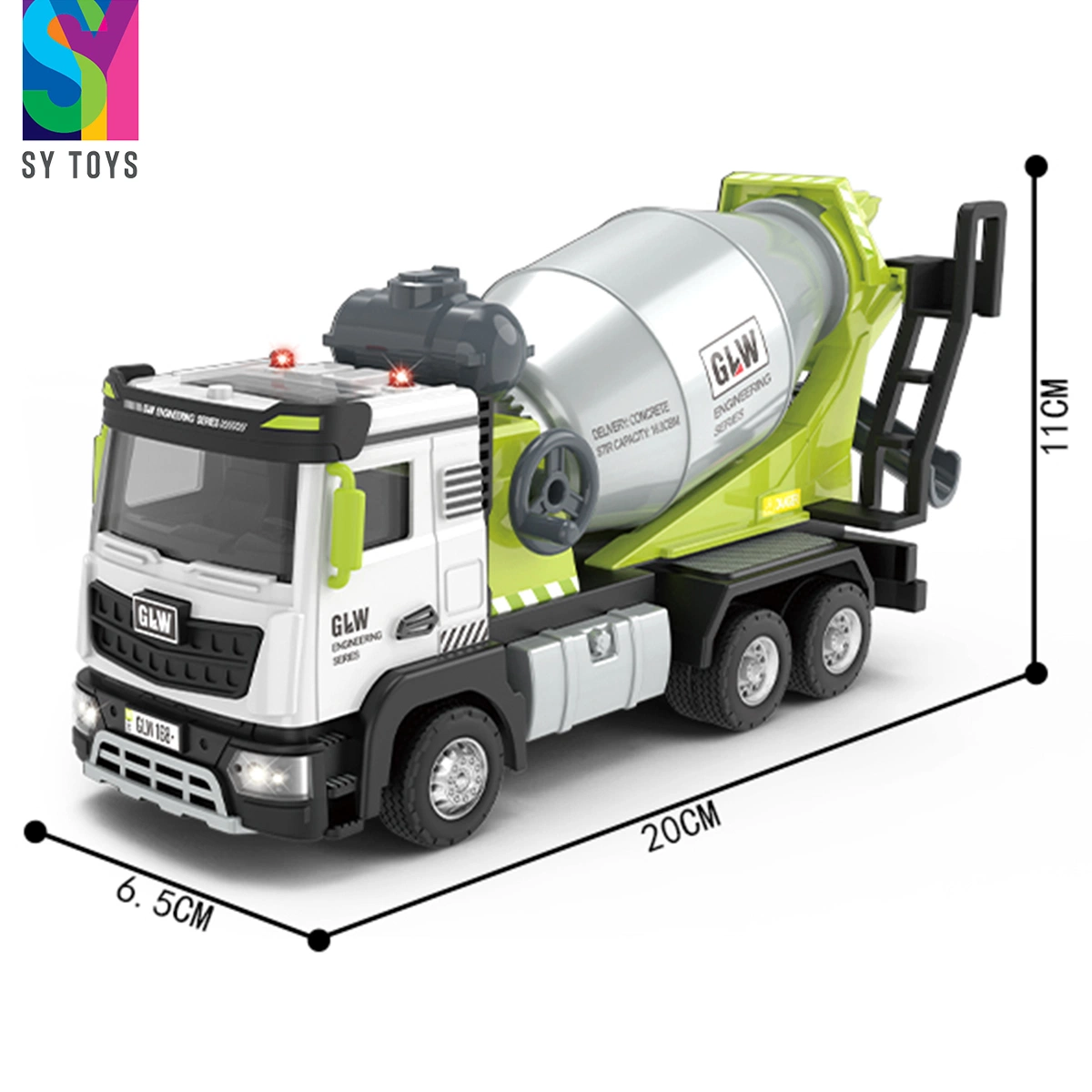 Sy Toys 1: 40 Scale Green Mini Static Construction Vehicle Model Cement Alloy Metal Die Cast Concrete Mixer Truck Toys