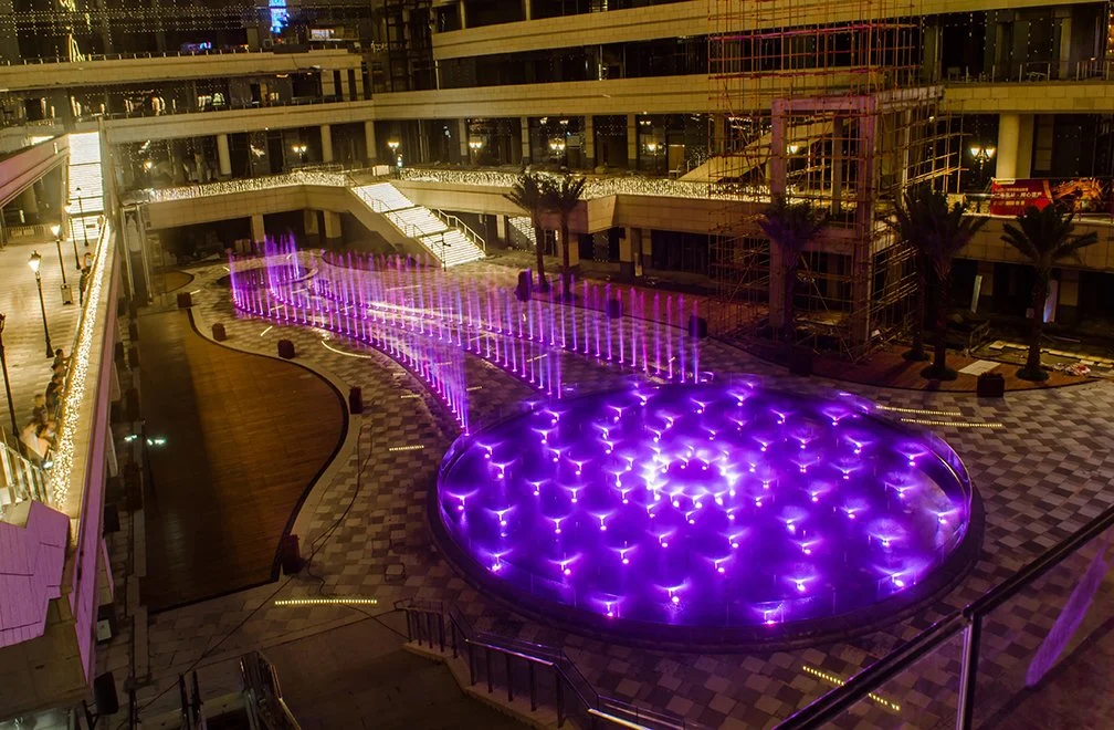 Professionelle Custom große quadratische Landschaft Musik Brunnen mit Licht