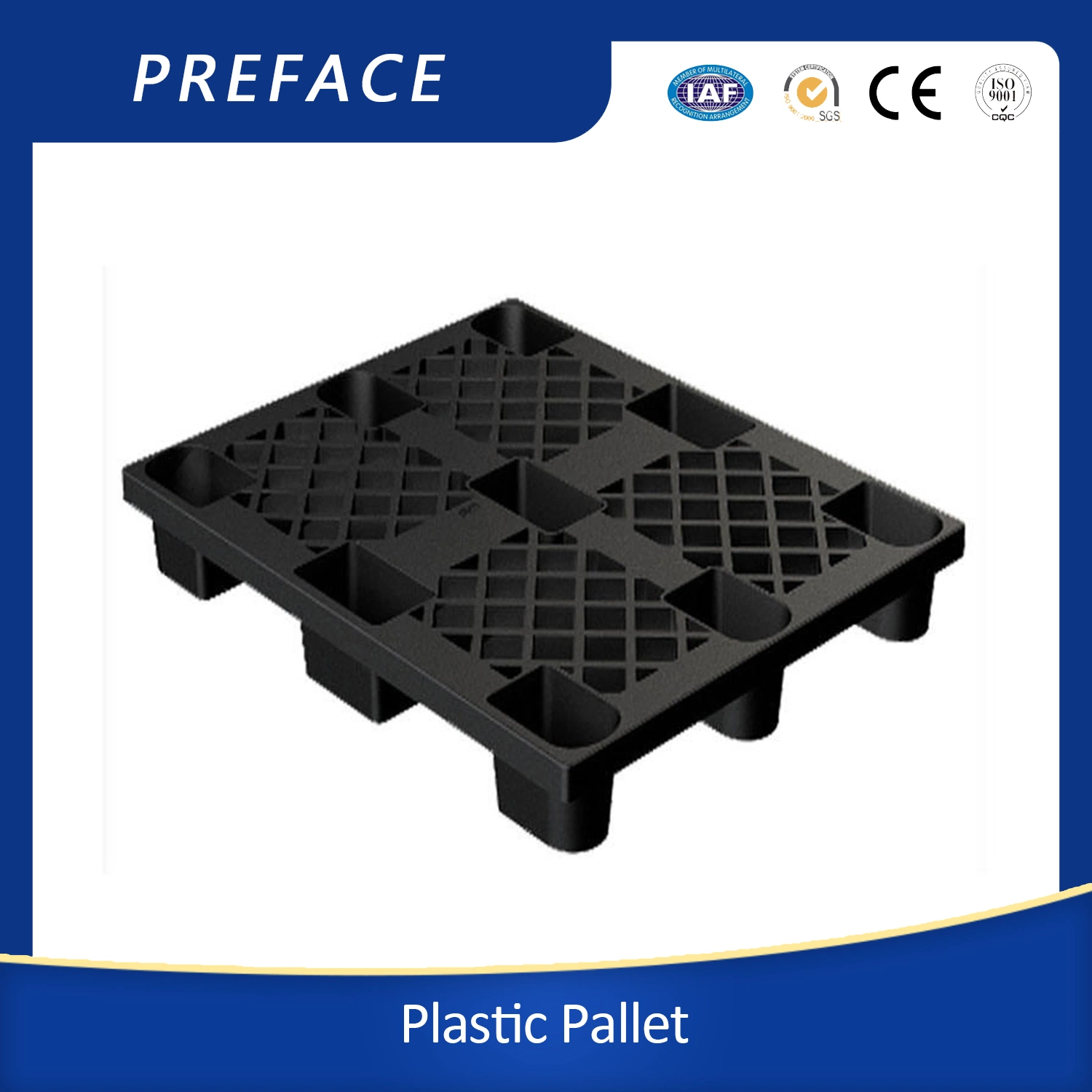 1.200X800mm HDPE 9 patas rejilla apilable de uso ligero moldeada por soplado Superficie de plástico de Pallet para exportación de proveedores de Logística y Transportati plástico Palet