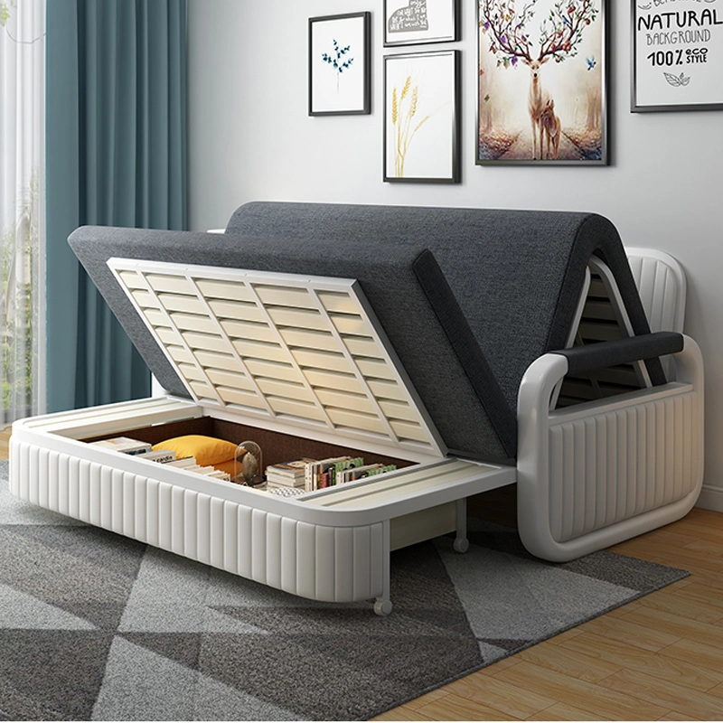 أثاث شقق ذو قماش مطى وأريكة سرير مع إطار معدني و غرفة معيشة تخزين يمكن تحويلها إلى سرير قابل للطي