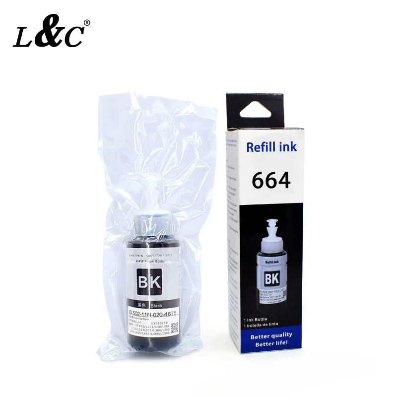 High quality/High cost performance  T664 664 Ecotank Refill Dye Ink Printer Ink Tank Compatible for Epson Inkjet Printer L200/L211/L301/L211/L351/L353