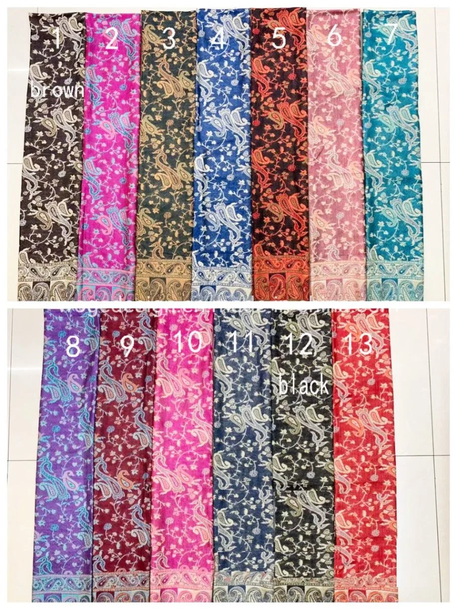 Fashion Bulk Buy Jacquard Flower Viscose Blend Polyester Yarn Pashmina Shawl