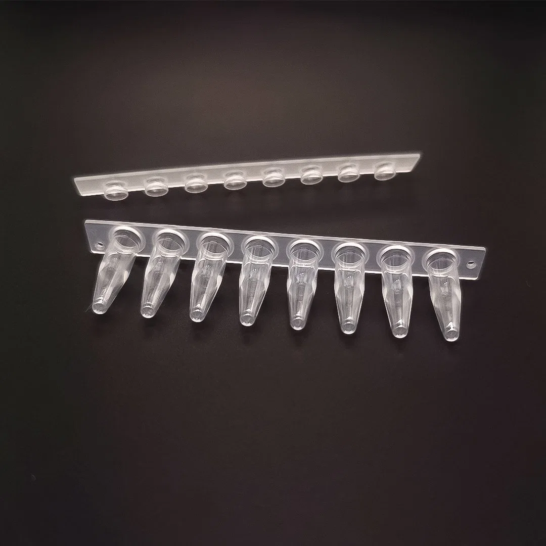 0.2ml Clear 8 Strips PCR Tubes Extra Thin Wall with Separated Cap