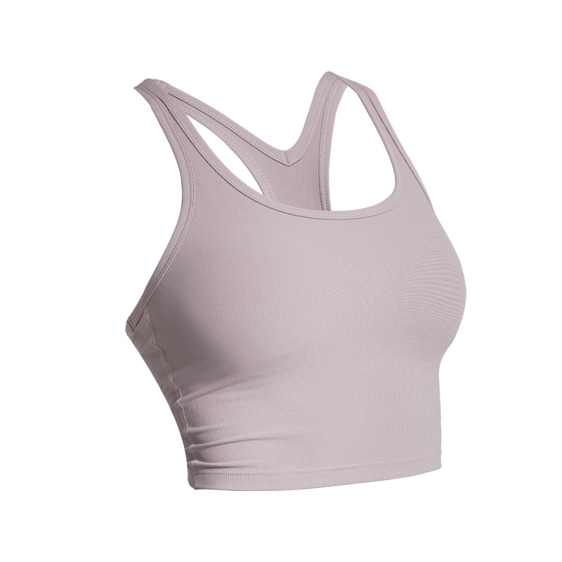 Spring Summer Yoga Wear Women's Running Fitness Bra Rib Gathering Beautiful Back Sports Vest